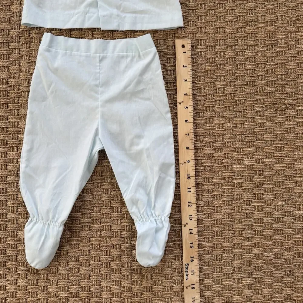 Vintage Baby Boy Heirloom Set With Bonnet Pale Blue Color